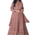 Women's Maxi Anarkali Dress (122-PINK_Pink_Free Size)