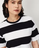Women Striped Relaxed Fit Crew-Neck T-Shirt