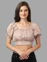 Crop Top For Women Western Wear Brown - Image 2